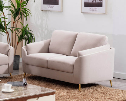 Kira Loveseat  with Gold Metal Legs - Beige