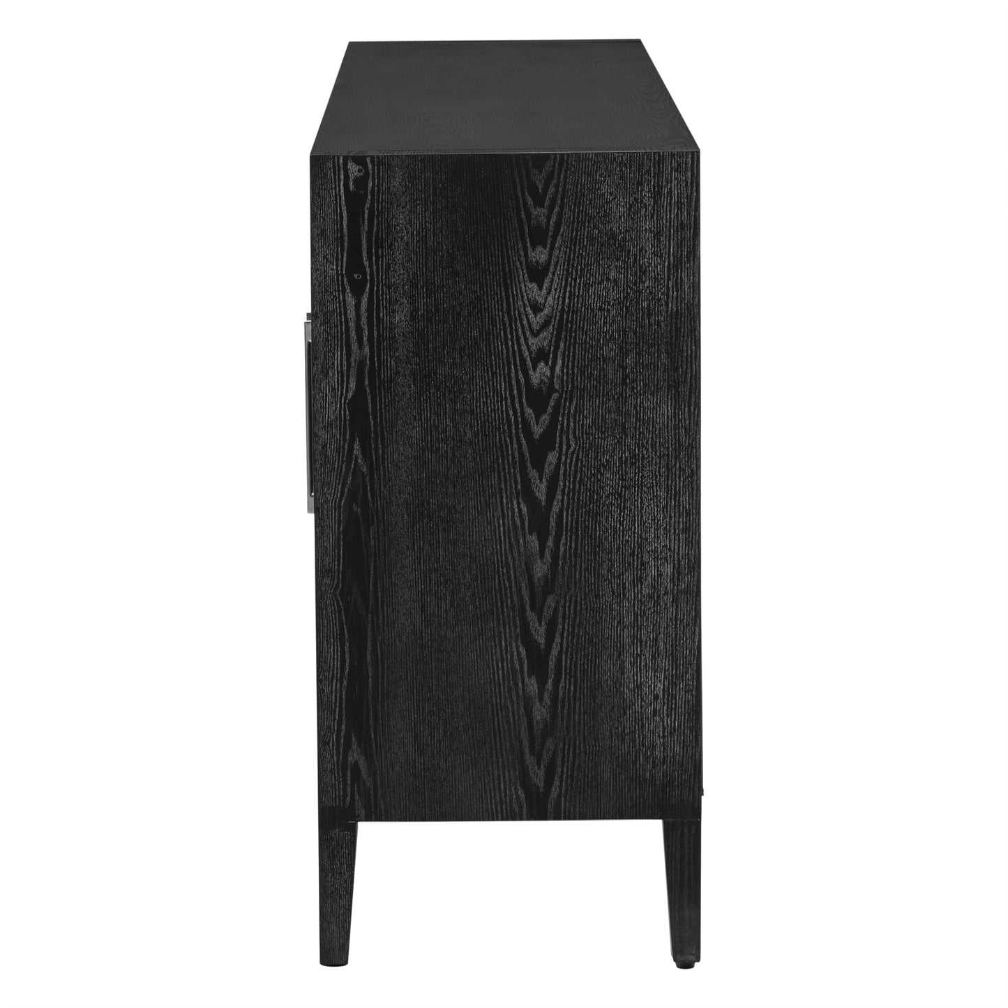 Finch Storage Cabinet with Tempered Glass - Black