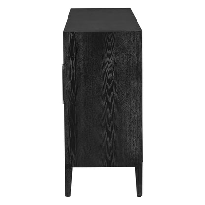 Finch Storage Cabinet with Tempered Glass - Black