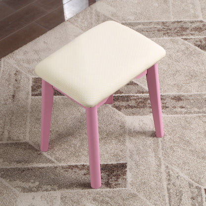 Liannon Wood Vanity and Stool Set - Pink