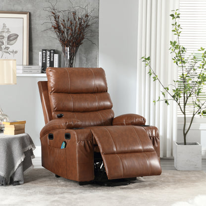 Elias Large Power Lift Recliner Chair with Massage - Brown