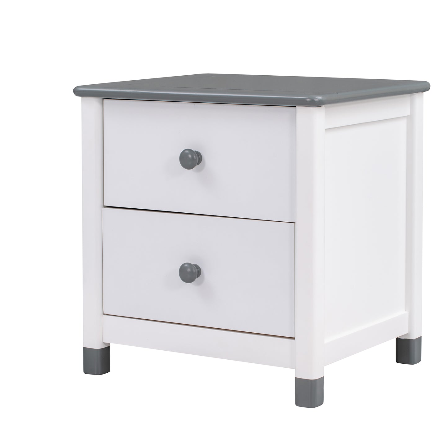 Hana Wooden Nightstand with Two Drawers - White