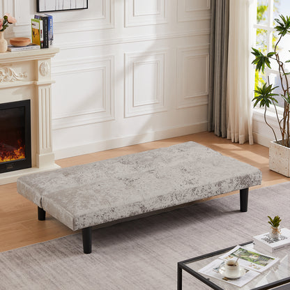 Iced Velour Convertible  Sofa Bed - Silver