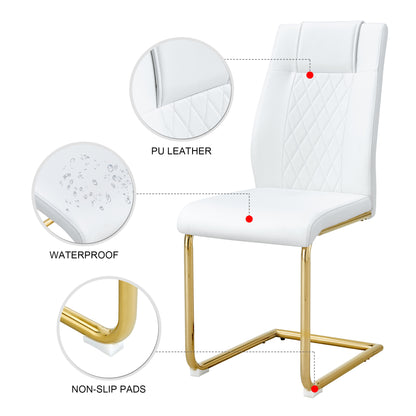 Skye Dining Chair Golden Metal Leg (Set of 6) - White