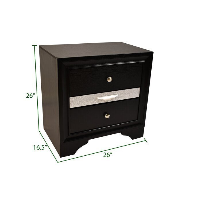 Belle Wood Nightstand - Black