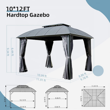 Nilla 10 X 12 ft Outdoor Hardtop Gazebo - Black