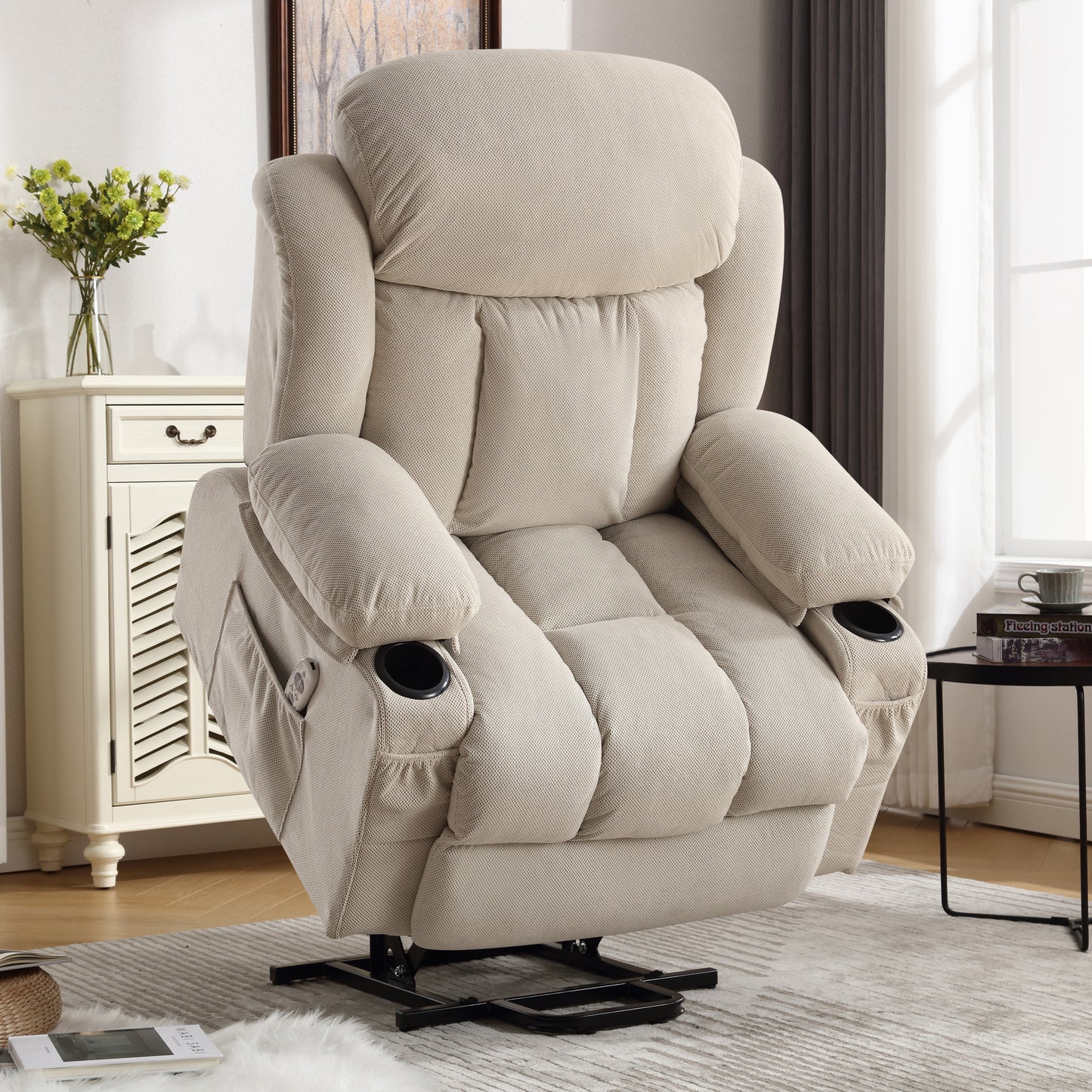 Vanbow II Power Lift Recliner Chair with Heat and Massage with USB - Beige