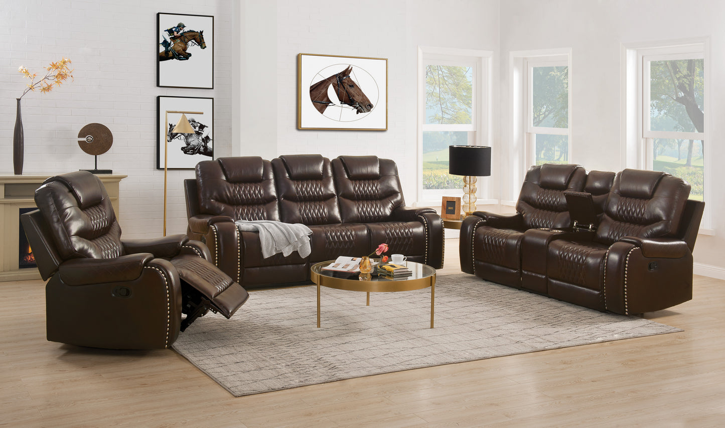 Braylon PU Recliner (Power Motion) - Brown