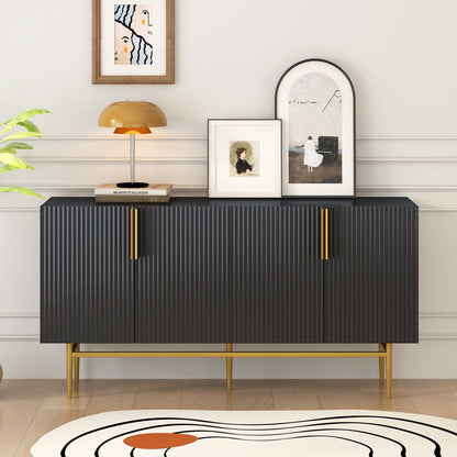 Sylvia Gold Metal Handle Sideboard Buffet - Black