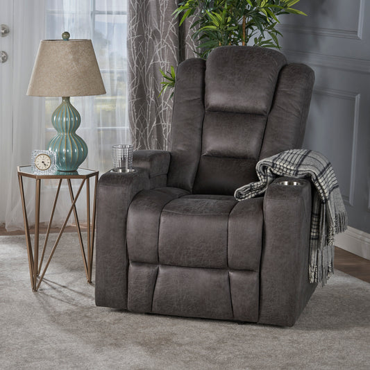 Mylah Recliner Chair with Arm Storage with USB - Slate