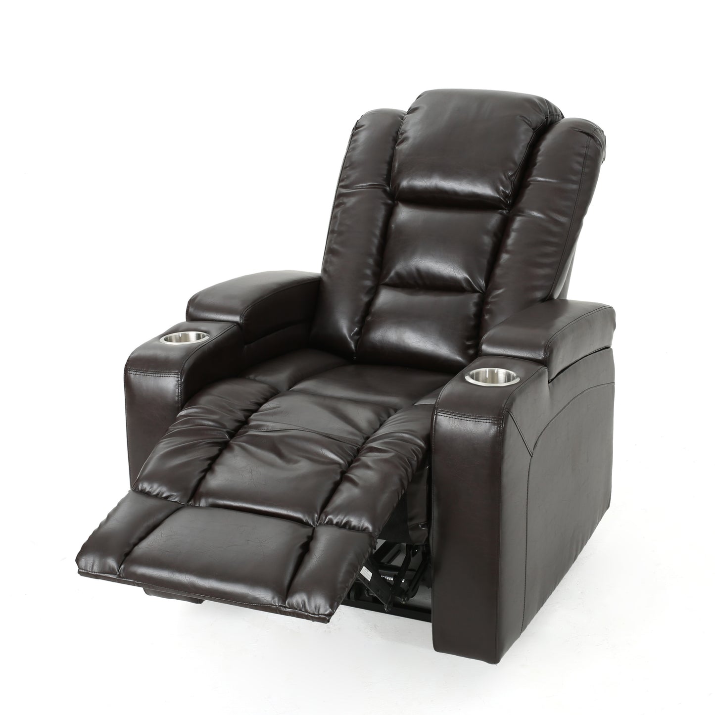 Mylah Recliner Chair PU with Arm Storage with USB - Brown