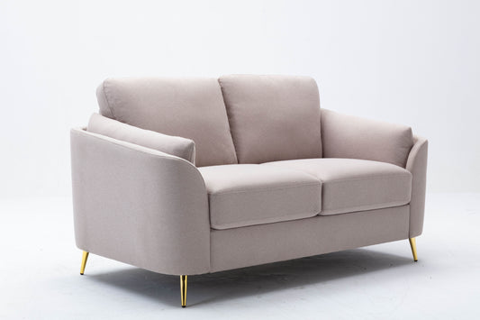 Kira Loveseat  with Gold Metal Legs - Beige