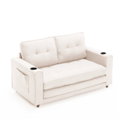 Neo Tufted Loveseat with Pull Out Sleeper - Beige