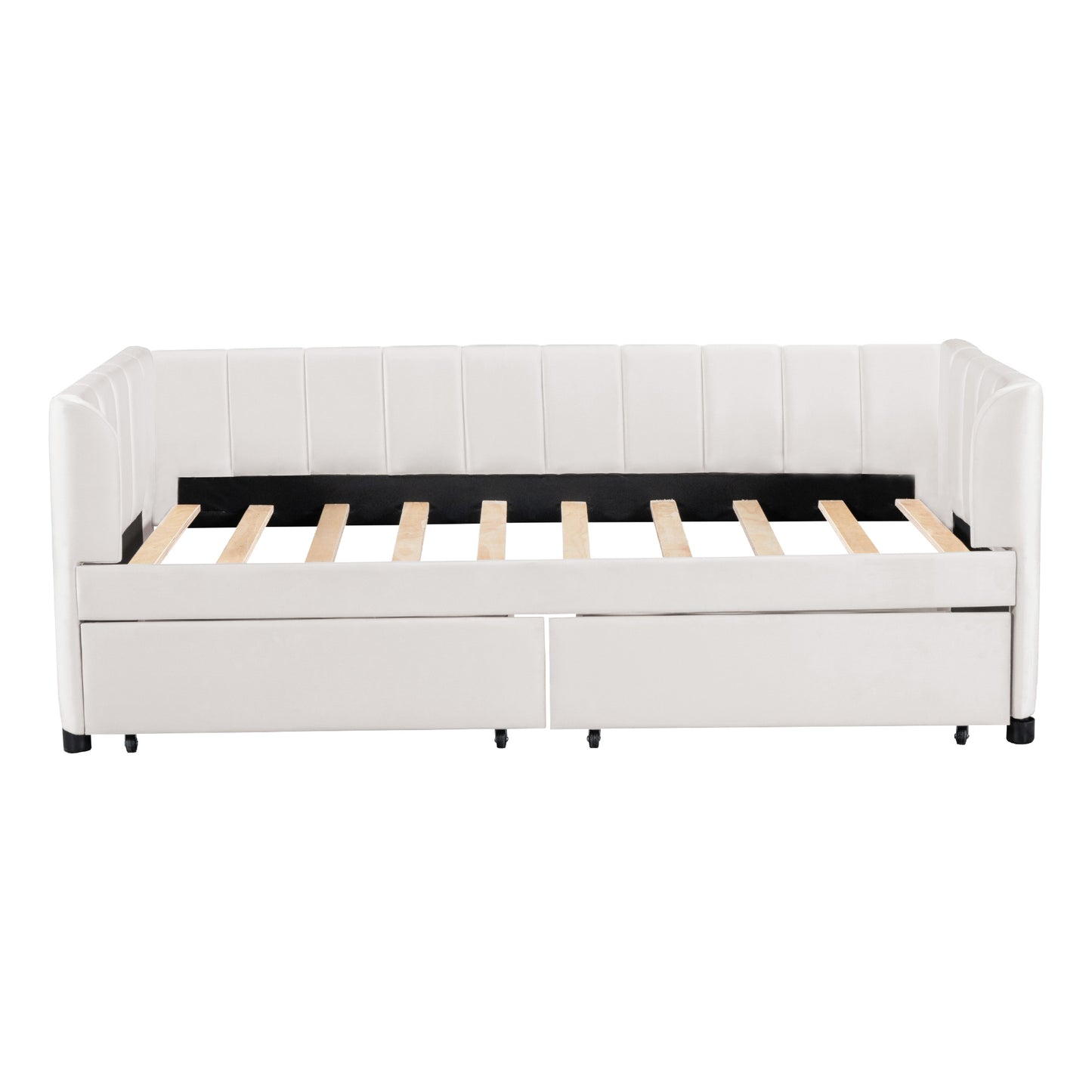 Tano Twin Size Upholstered Daybed with Drawers - Beige