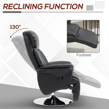 Sana Adjustable Manual Recliner Chair with Footrest - Black