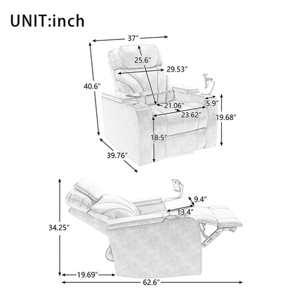 Orbit Power Motion Recliner - Light  Grey