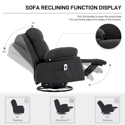 Meza Swivel Massage Rocker Recliner with Heat - Dark Gray