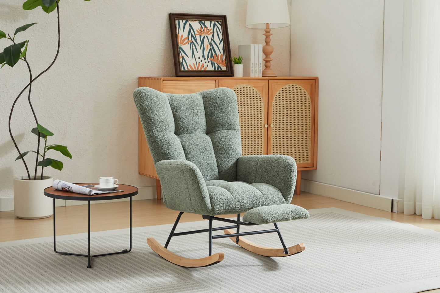 Hari II Modern Nursery Rocking Chair - Green