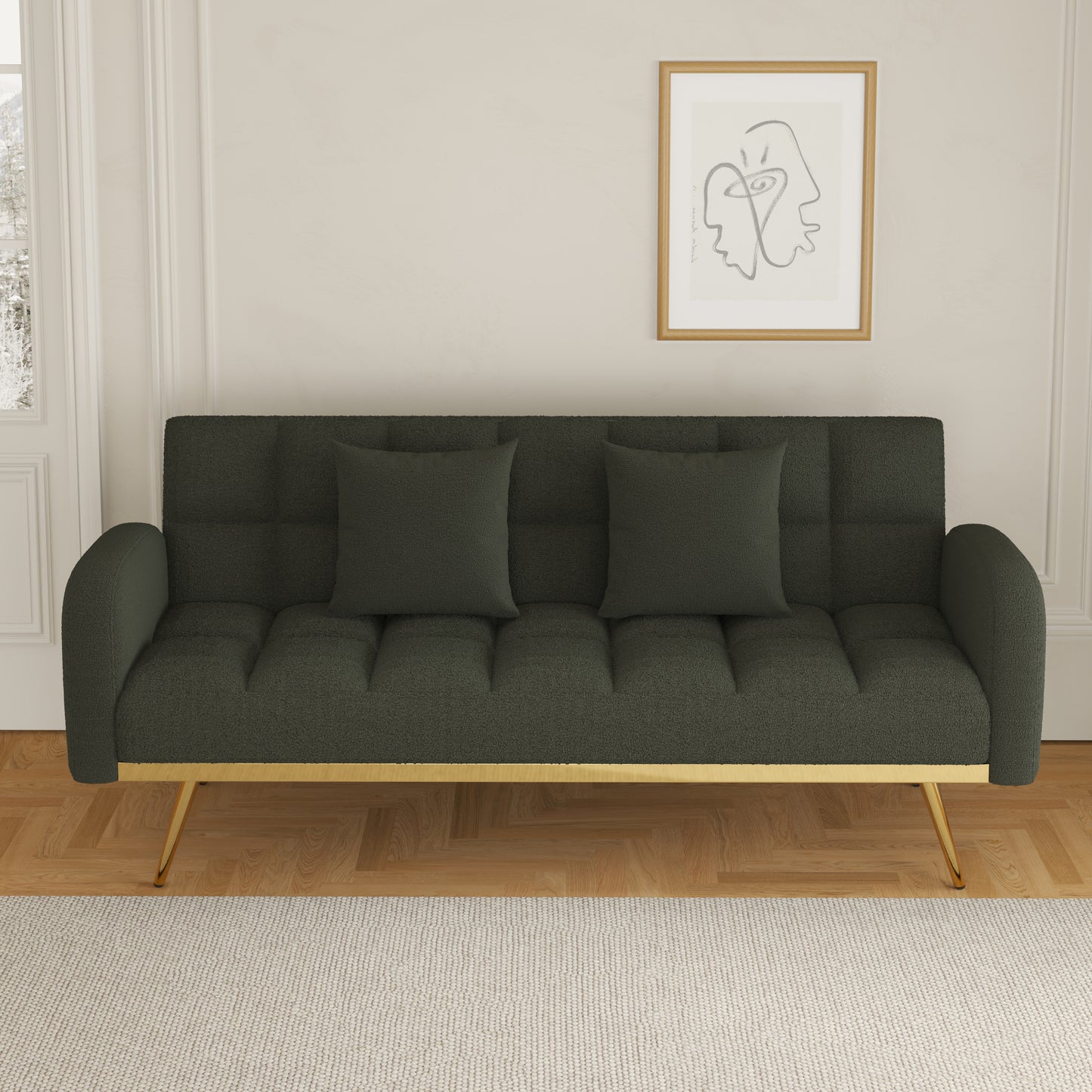 Sonic Convertible Sofa Bed- Green