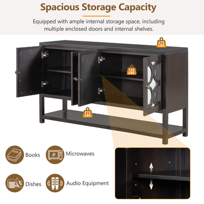 Stasia Sideboard Buffet with Mirrored Doors - Espresso