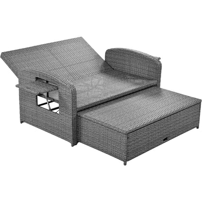 Tula PE Wicker Rattan Double Chaise Lounge - White