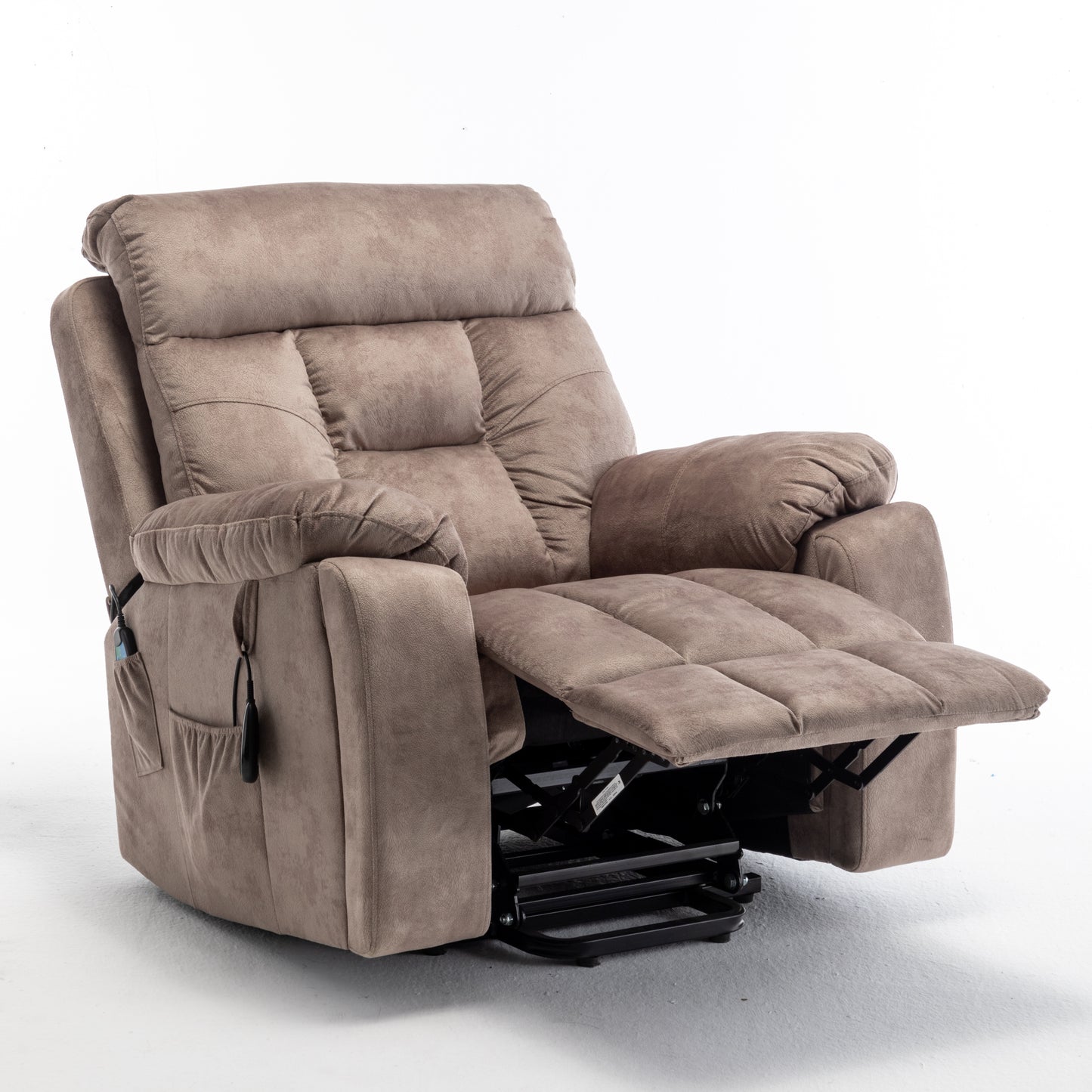 Wilson Power Electric Velvet Reclining Chair - Light Brown