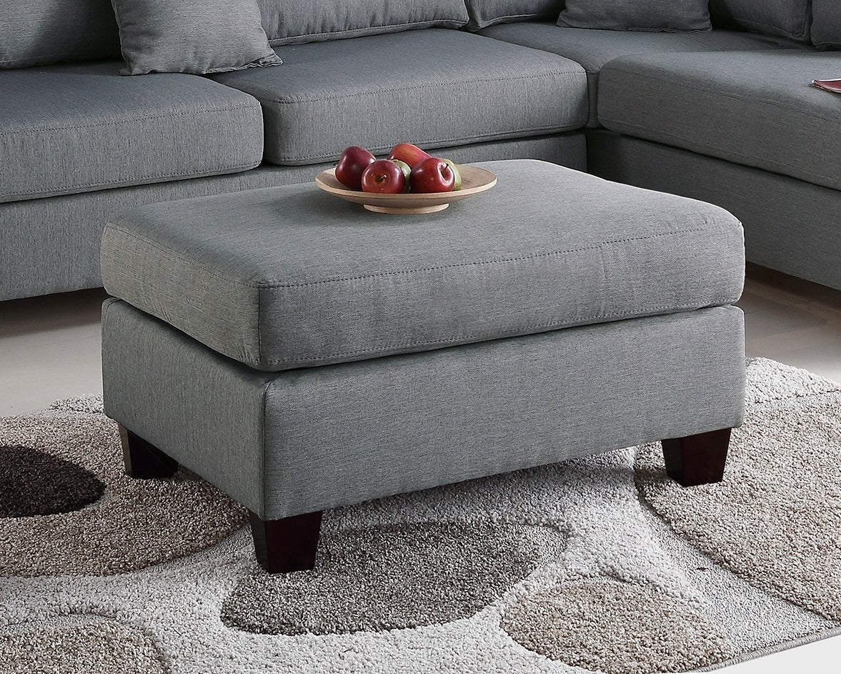 Esra 3pc Sectional Reversible Chaise Sofa And Ottoman - Grey