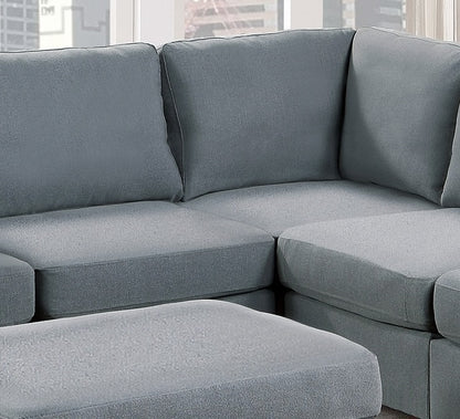 Ama Modular Sectional 6pc Set  2x Corner Wedge 2x Armless Chairs and 2x Ottomans - Grey