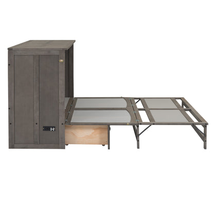 Joya Queen Size Murphy Bed w Charging Station - Antique Grey