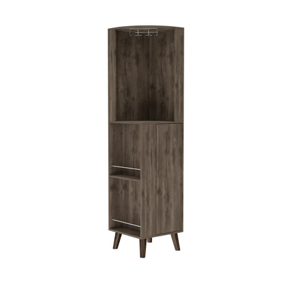 Durham 1-Drawer 2-Shelf Corner Bar Cabinet - Dark Brown