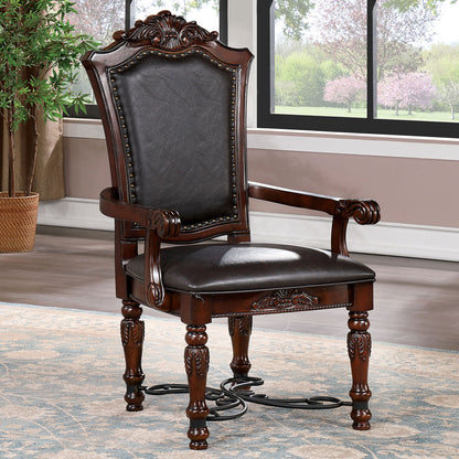 Olson Majestic Traditional Dining Arm Chairs  Set of 2  - Brown Cherry