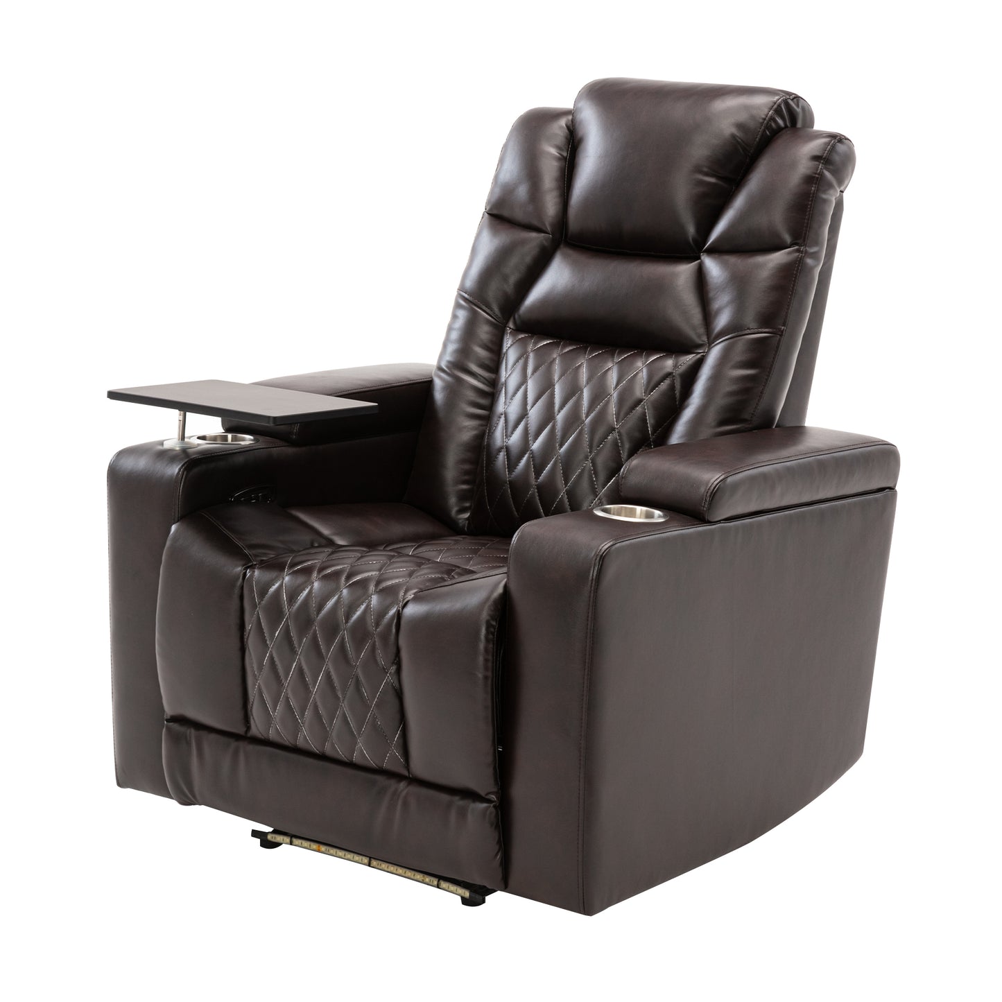 Nap Station Motion Recliner with 360° Swivel Tray Table  - Brown