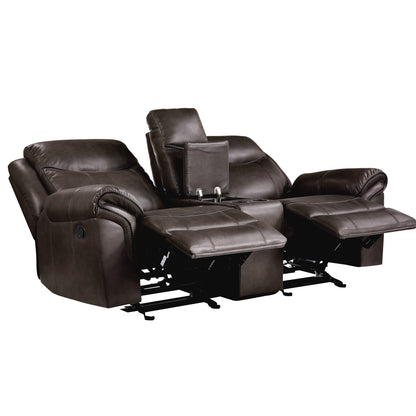 Asa Glider Recliner Loveseat w/ Storage - Dark Brown