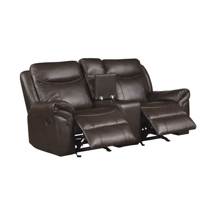 Asa Glider Recliner Loveseat w/ Storage - Dark Brown