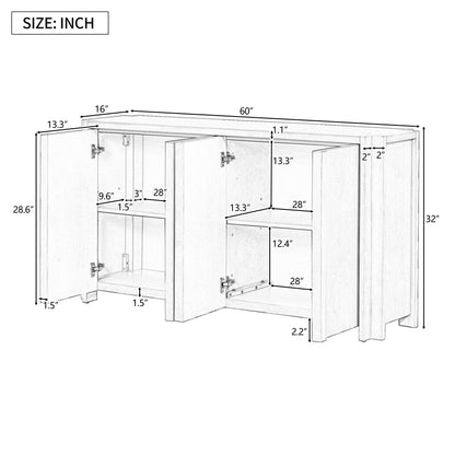 Rin Storage Cabinet Sideboard with 4 Doors - Black