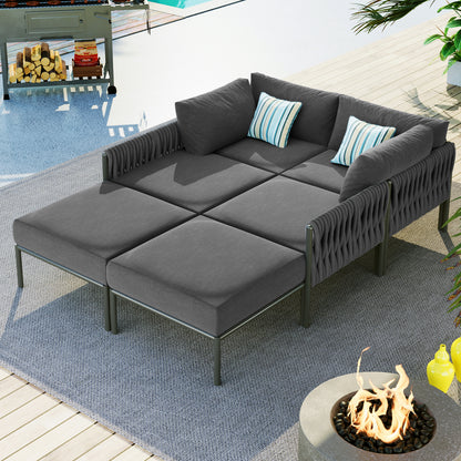 Shana 9 Pc  Aluminum Patio Sectional Sofa Set - Gray