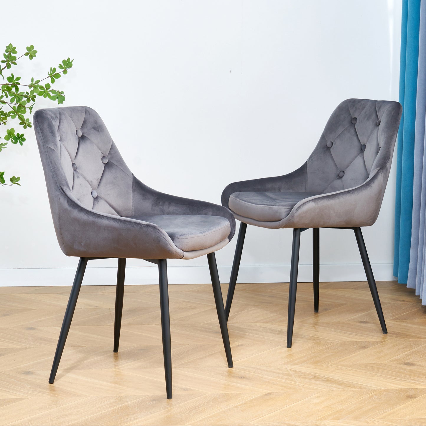 Sheron Velvet Dining Chairs (Set of 2) - Gray