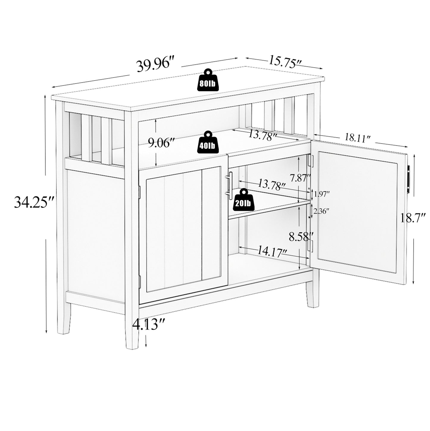 Tapia Sideboard Buffet - White