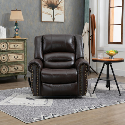 Zest Power Lift Genuine Leather Recliner Chair Heat Massage Dual Motor - Brown