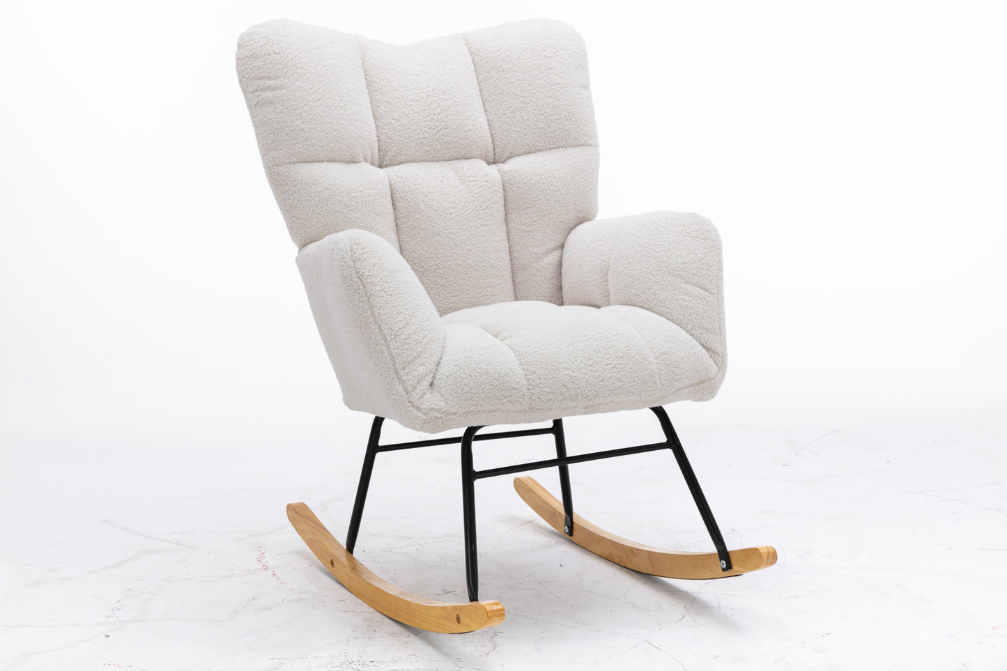 Noble Wool Fabric Upholstered Rocking Chair - White