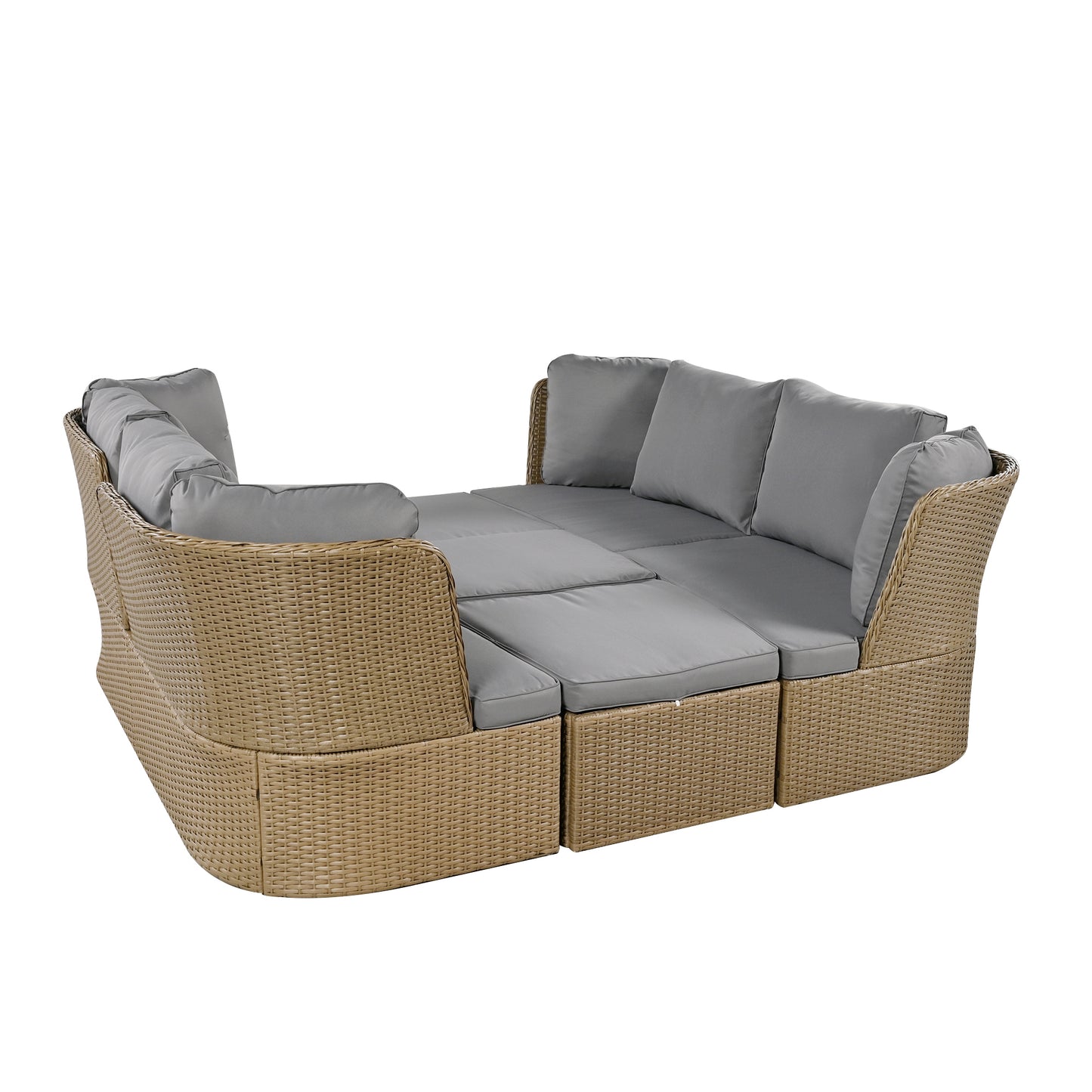 Ranae Customizable Outdoor Patio Wicker Sofa Set - Gray