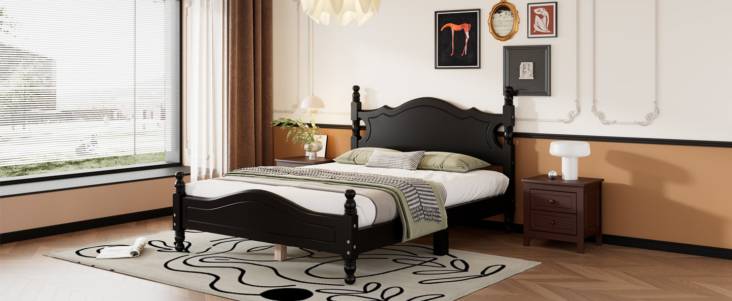 Quarto II Full Size Wood Platform Bed Frame - Black