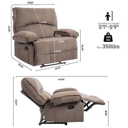 Kenzo Oversized Manual Recliner Chair - Brown