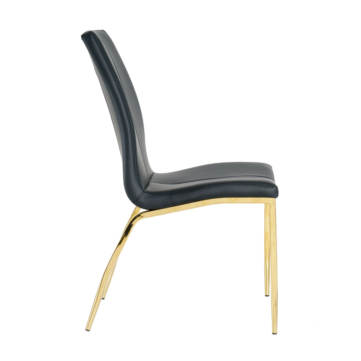 Shona Pu Dining Chairs with Gold Metal Leg (Set of 4) - Black