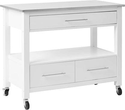 Savory Glide Kitchen Carts - Stainless Steel & White