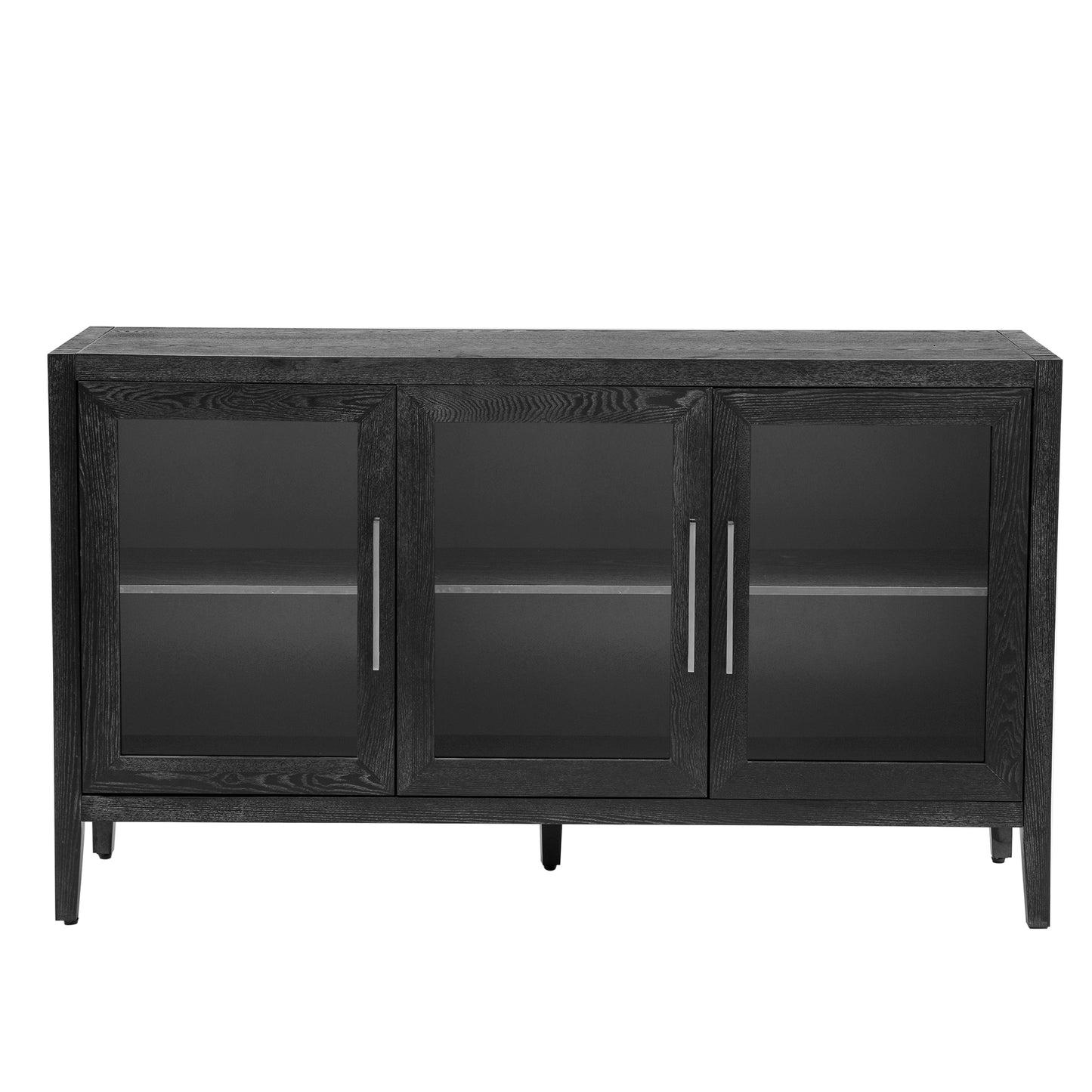 Finch Storage Cabinet with Tempered Glass - Black