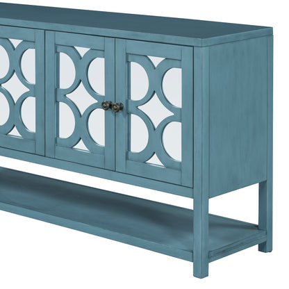 Stasia Sideboard Buffet with Mirrored Doors - Navy Blue