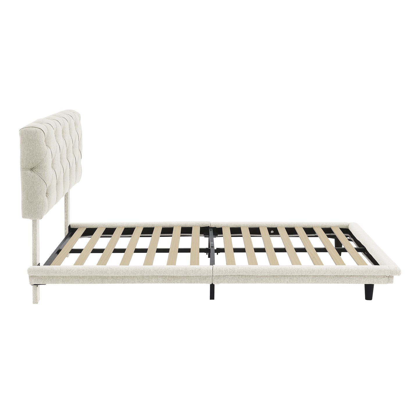 Joy Full Size Upholstered Bed with Light Stripe - Beige