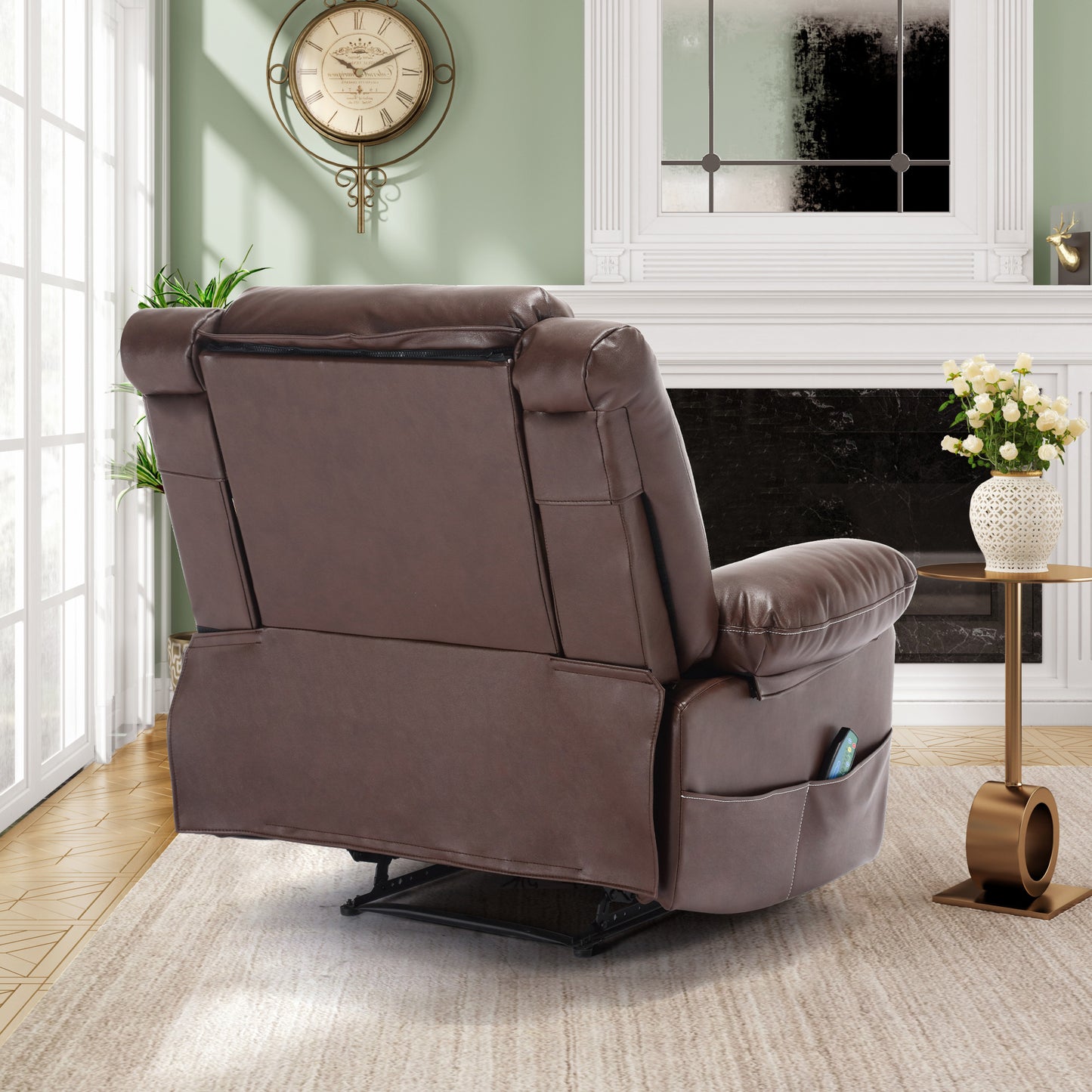 Newman Breathable Leather Massage Recliner Chair - Brown