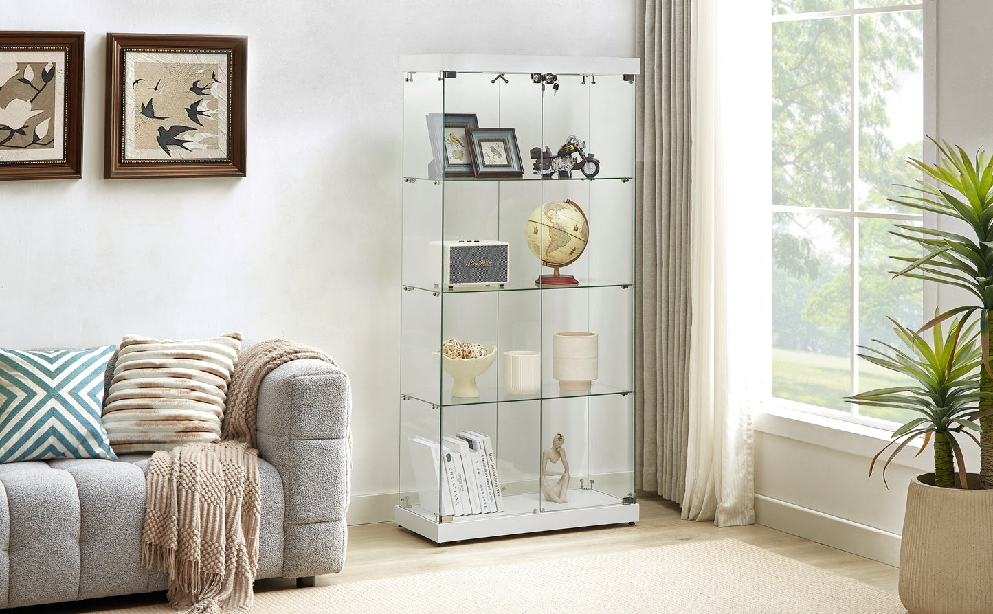 Stargazer 4 Shelves Glass Display Cabinet - White